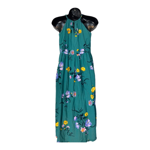 Old Navy Halter Neck Dress Green Floral Size L - Picture 2 of 3